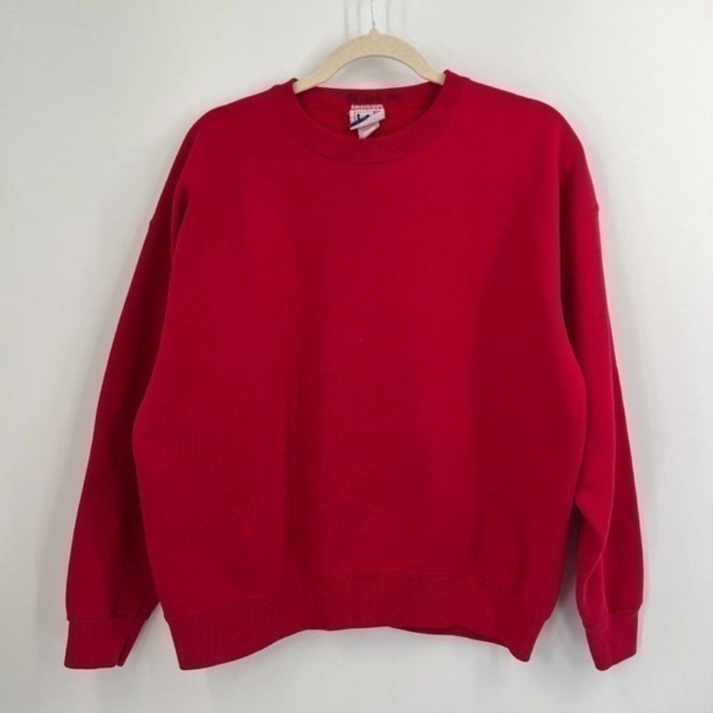 Vintage Lee Sweatshirt Mens Large Red Heavyweight Crewneck Pullover Blank 90s